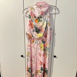 BNWT Petal & Pup Anabelle Floral Halter Neck Satin Midi Dress